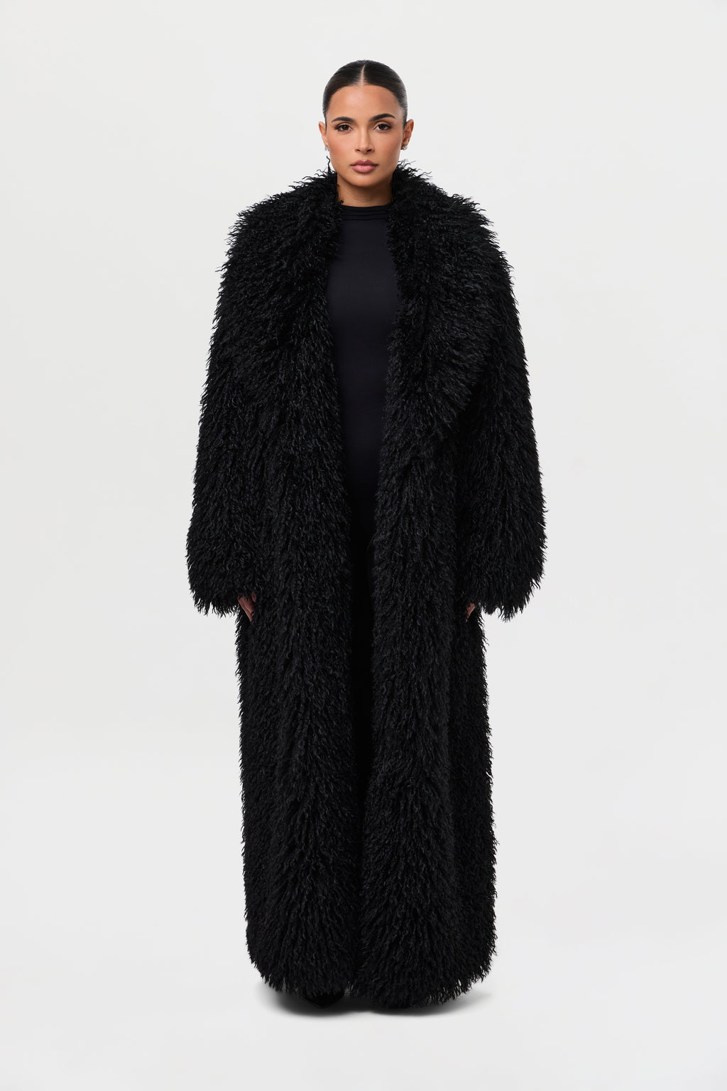 Faux Fur Plush Long Coat