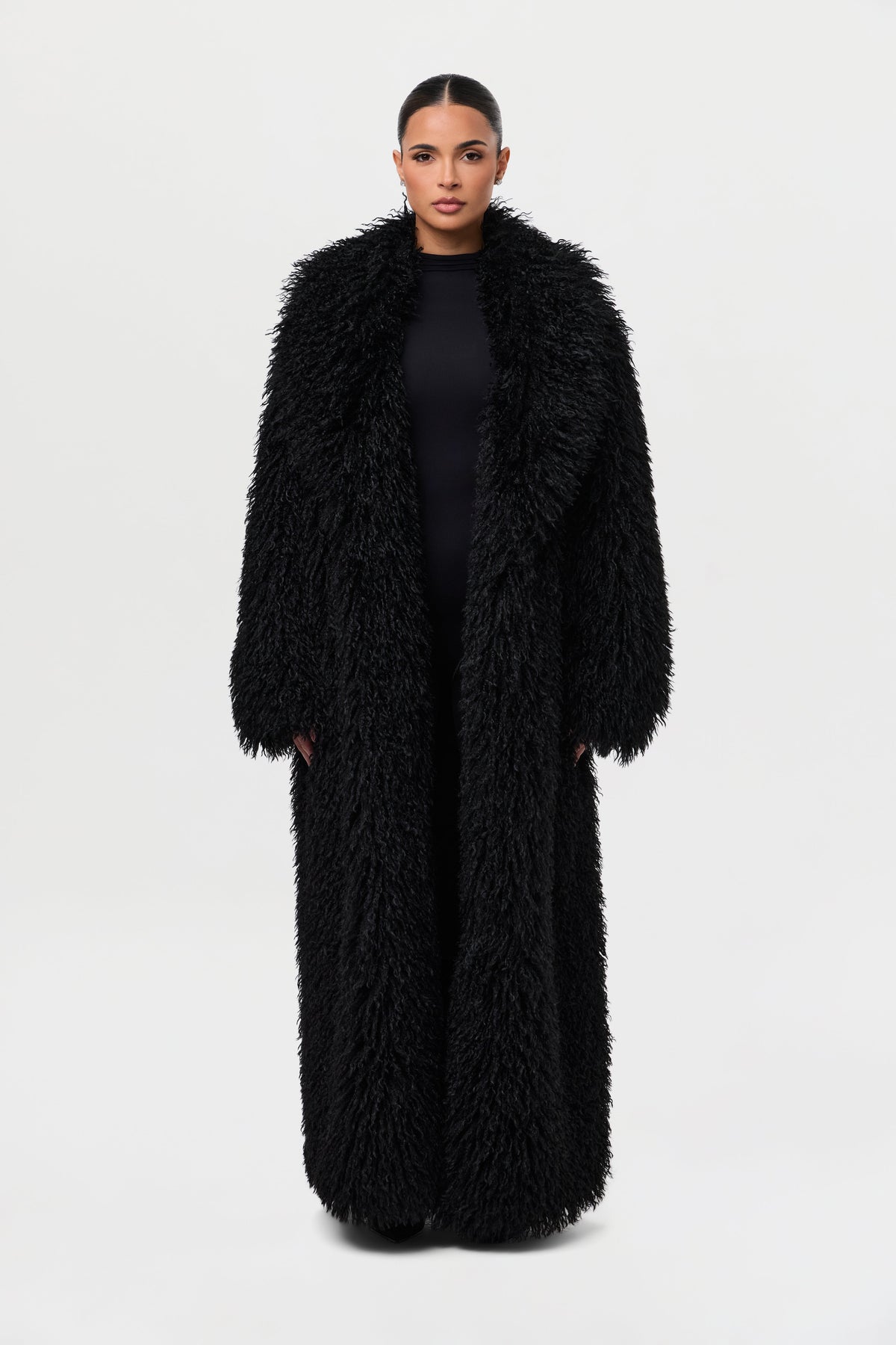 Faux Fur Plush Long Coat