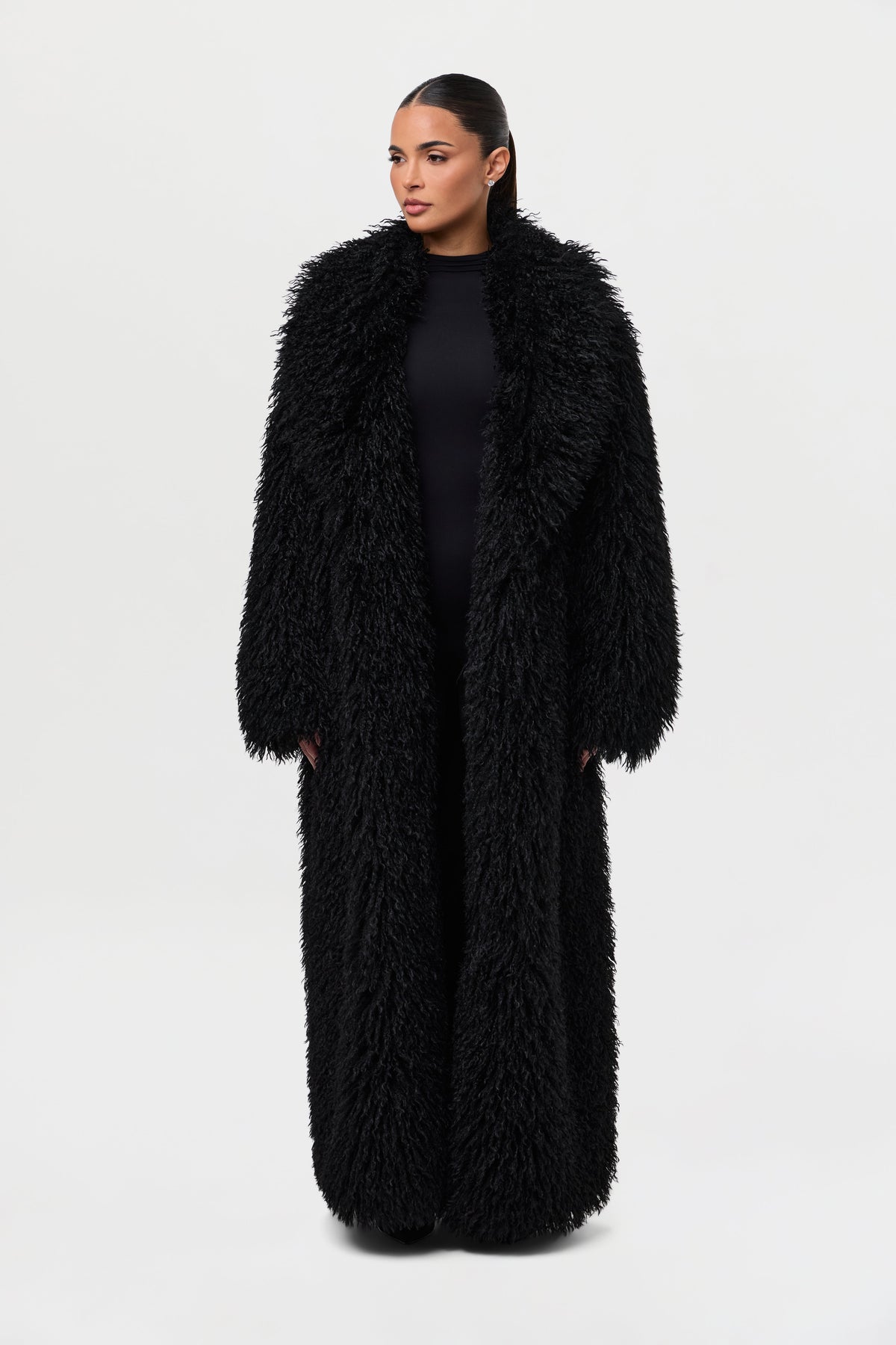 Faux Fur Plush Long Coat