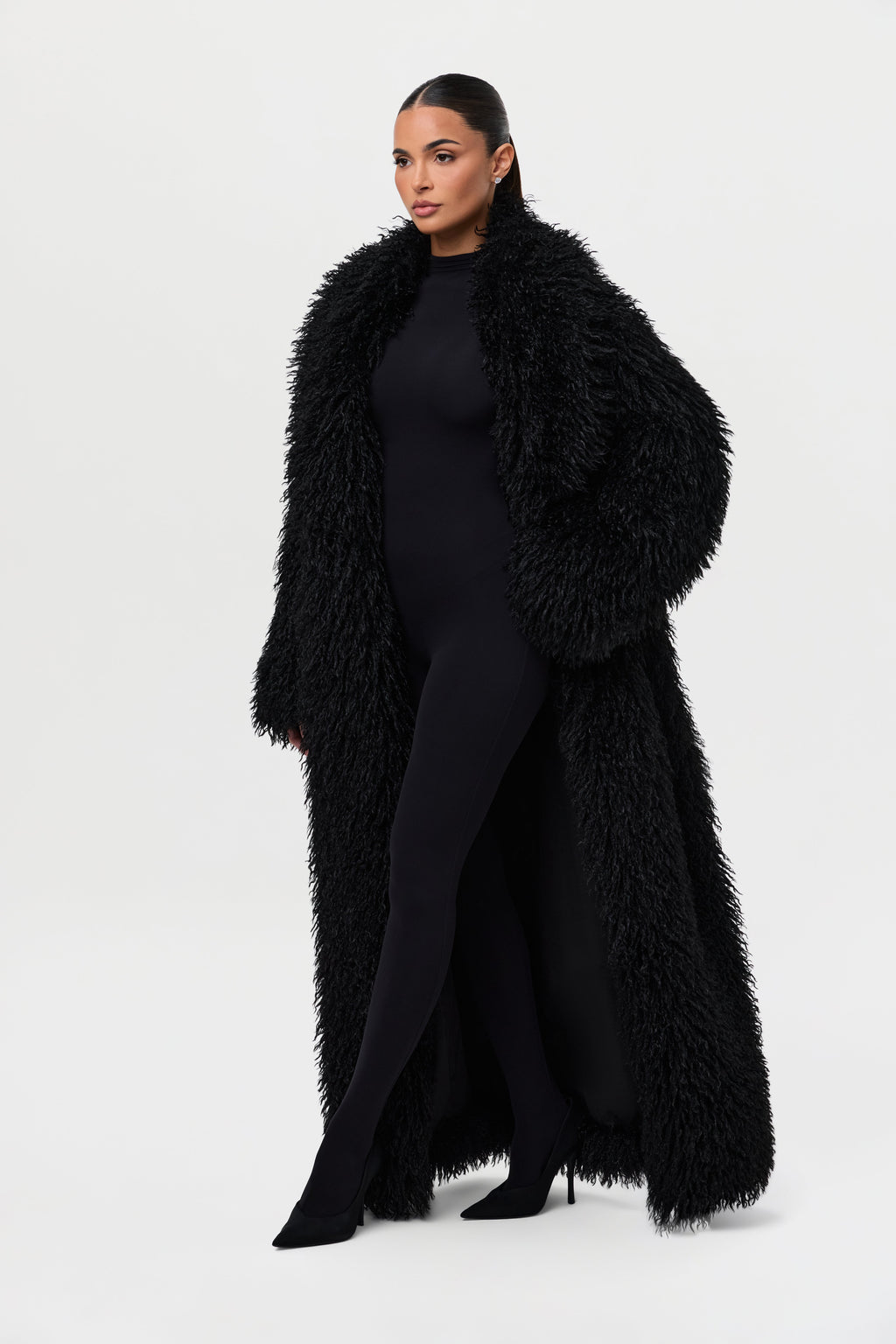 Faux Fur Plush Long Coat