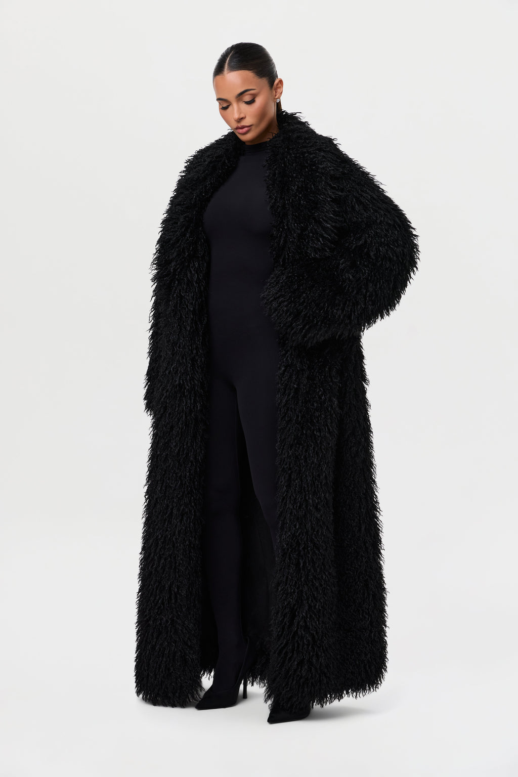 Faux Fur Plush Long Coat