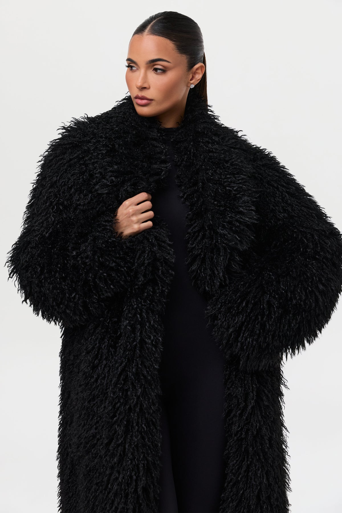 Faux Fur Plush Long Coat