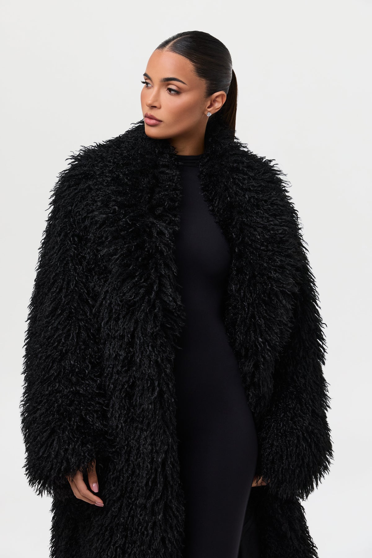 Faux Fur Plush Long Coat